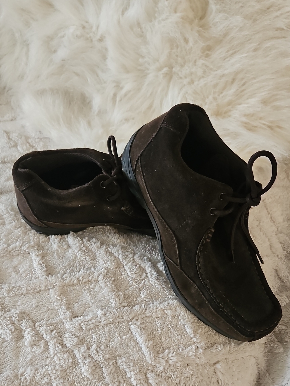 Perry Ellis Dark Brown Suede Lace-Up Slip-On Loafers